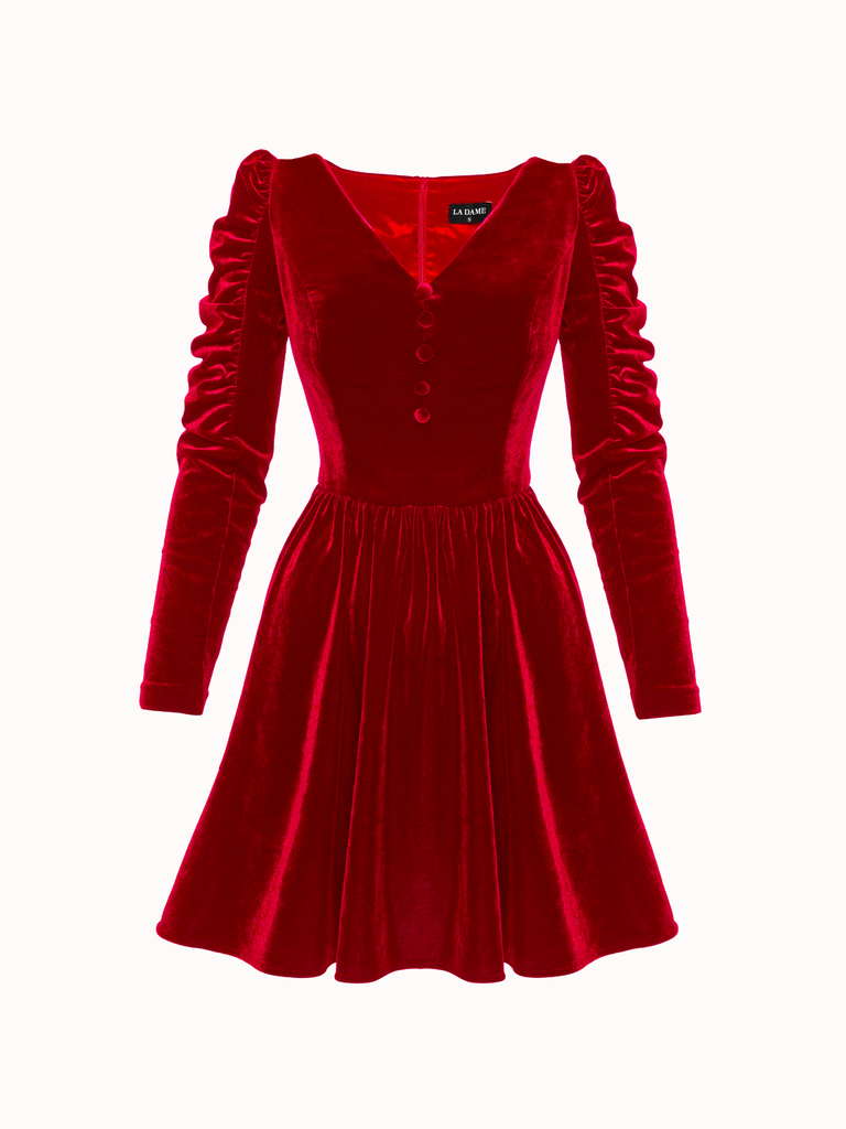 welurowa sukienka czerwona mini