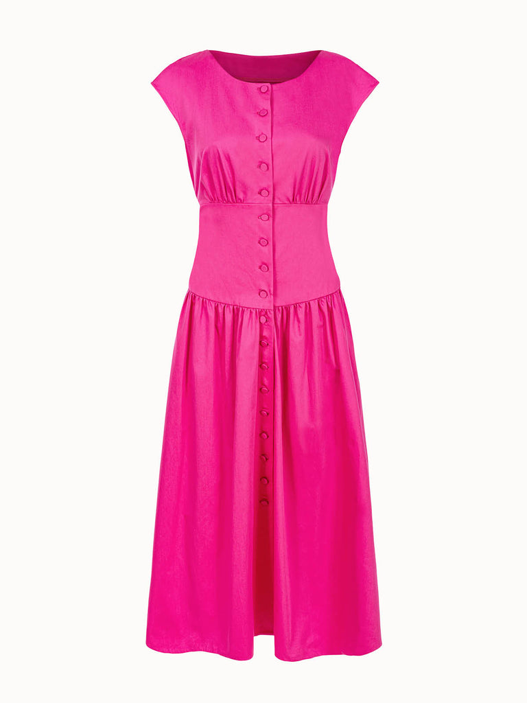 różowa bawełniana sukienka midi