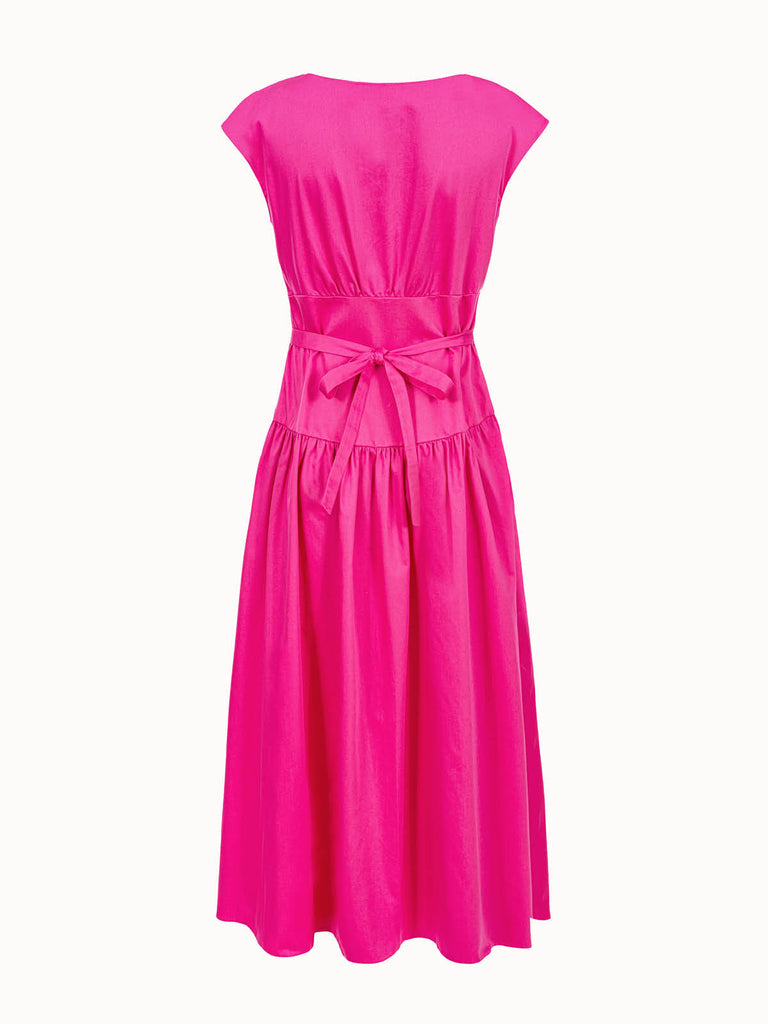 różowa bawełniana sukienka midi