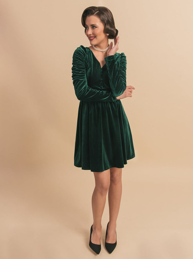welurowa sukienka zielona mini